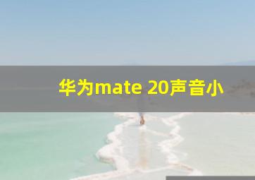 华为mate 20声音小